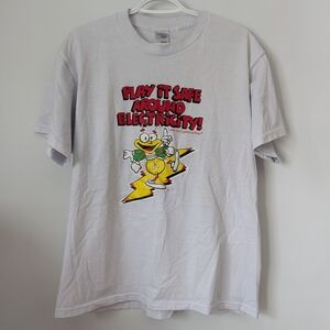 Light Grey Graphic T-Shirt with Playful Design